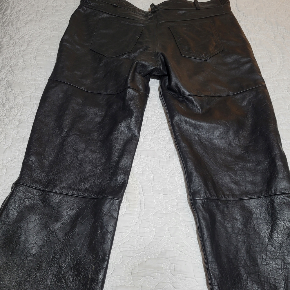 Xelement Motorcyle  Men's Black Bootcut Heavy Leather Jeans Size 48